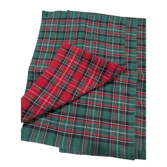 Festive Plaid Cloth Placemats Set Of 4 Red & Green Reversible Christmas 20x14" - Picture 1 of 7